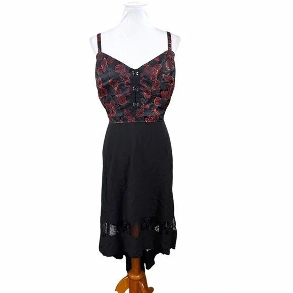 Y2K Royal Bones Daang Goodman Dress Size 3X Gothic Witchy Hi Low Whimsigoth Rose - Picture 2 of 11